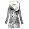 Gabardina de invierno para mujer, abrigo con capucha y estampado a cuadros 3D grueso, estilo europeo y americano, venta al por mayor, 2023