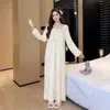 Camisola de Veludo Ilha com Renda Francesa Costas Abertas para Mulheres, Manga Longa, Estilo Desejo Puro, Loungewear Sexy, Pode Ser Usada Fora, Pijama com Toque de Luxo