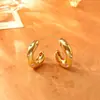 Pendientes Sencillos de Anillo en C con Circonita, Chapados en Cobre con Oro Real, Moda de Alta Gama, Pendientes Compactos, Joyería Personalizada de Nicho Estilo Moderno