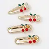 Grampo de Cabelo Fofo Estilo Coreano Cereja Presilha para Franja com Strass Grampo de Cabelo de Celebridade da Internet Grampo Superior Lateral Presilha de Bico de Pato Grampo de Cabelo para Meninas