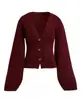 Amazon Transfronterizo Abrigo Suéter para Mujer Otoño e Invierno 2025 Nuevo Casual Color Sólido Cuello en V Cintura Alta Bolsillo de Punto Cárdigan