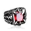 Anillos Audaces Retro Más Vendidos en Europa y América, Anillos de Garra de Dragón de Rubí Estilo Chino, Anillos de Dragón con Piedras Preciosas de Acero Inoxidable