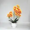 2 Tenedores 12 Flores Phalaenopsis en Maceta Oficina en Casa Escritorio Flor Artificial Bonsái Película de Mano Flor Falsa Accesorios de Fotografía
