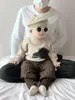 Conjunto Coreano Cool e Bonito para Bebê Outono e Inverno Bebê Desenho Animado Bonito Tricô Espesso Infantil Leggings Quentes