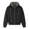 Chaqueta de Algodón con Capucha y Cuello de Piel con Diseño de Botones Napoleon Retro Americano para Hombres y Mujeres Otoño Cálida Casual Versátil Moderna