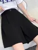 Shorts para mujer primavera cintura alta adelgazantes línea A pierna ancha pantalones casuales cropped pantalones de traje nuevos adelgazantes negros 2024