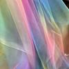 Gradiente de organza arco-íris criptografia malha suíça cor malha saia macia palco fundo colorido tecido faça você mesmo