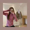 Estilo Melhor Amigo Lã Leve Gola Meia-Alta Outono/Inverno 2025 Novo Top Interno Manga Longa Feminino Fino Lã Escovada Camisa Base
