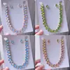 Conjunto de dos piezas de collar y pendientes de cristal de colores geométricos elegantes de alta gama, superventas transfronterizo, collar para la clavícula, para vestidos de noche