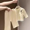 [Imperdível] Conjunto de duas peças para meninas para primavera e outono, com top estiloso de gola e calça de corte reto, um conjunto confortável e fashion
