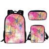 Mochila Estampado Creativo para Estudiante Set de Tres Piezas Serie Mariposa 3D Mochila Combinada de Gran Capacidad para Computadora para Hombre y Mujer