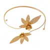 Pulseras para el Brazo Superior de Moda Transfronteriza Europea y Americana Anillos de Brazo Geométricos con Flores de Hoja Accesorios de Nicho para Vacaciones de Verano de Mujer