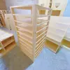 Estación de Arte Móvil para Jardín de Infantes, Gabinete de Madera Maciza para Almacenamiento de Papel de Dibujo para Sala de Arte, Organizador de Estudio de Arte de Madera Natural para Niños, Gabinete de Arte