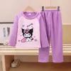 Pijama Infantil Meninas Outono e Inverno Engrossado 2025 Novo Flanela Meninos Fleece Coral Pequeno, Médio e Grande Roupas de Casa Infantis