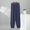 Pantalones de hombre de algodón y seda con puño, pantalones casuales holgados de talla grande para casa, nuevos pantalones deportivos versátiles de corte slim para primavera/verano