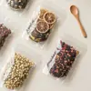 Bolsa transparente autosellante tipo stand-up de grado alimenticio, bolsa de embalaje portátil para granos, especias, té y bocadillos, bolsa de almacenamiento sellada