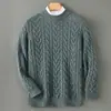 Bai Cai Rong Ropa Casual de Negocios para Hombre Tejido de Lana Pura Cuello Redondo Jacquard Engrosado Suéter Cálido Top Versátil