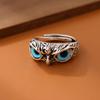 Anel Aberto de Coruja de Olhos Azuis Criativo Retro Moda Personalidade Simples Animal Atacado Feminino
