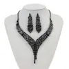 Corrente para Clavícula de Moda Nupcial Exagerada Retrô Transfronteiriça Brincos Curtos de Corrente Cheios de Diamante com Temperamento Palaciano Conjunto de Acessórios
