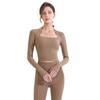 Roupas de Yoga Outono e Inverno para Mulheres, Roupas Profissionais de Corrida Fitness de Manga Longa, Roupas Esportivas de Secagem Rápida para Treinamento de Pilates com Bojos