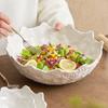 Tazón de Encaje con Patrón de Roca para el Hogar Especial Bonito Tazón para Ensalada de Frutas Vajilla con Forma de Hotel Tazón Grande de Cerámica para Sopa