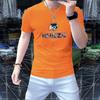 Camiseta Masculina de Moda Gola Redonda Manga Curta Estampa Quente 2025 Novo Verão Letra Confortável Respirável Manga Curta Masculina Moda