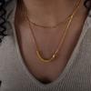 Collar vintage de acero de titanio con cuentas cuadradas de doble capa europeas y americanas, oro de 18 quilates, cadena de costura versátil de marca de moda, joyería de cadena para clavícula de acero inoxidable