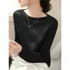 Camisa básica de outono fina de um ombro só, corte justo, manga longa, design novo, top de tricô emagrecedor para mulheres