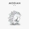 Anillo Asimétrico de Plata S925 Estilo Dulce y Fresco Modian para Mujer, Anillo Trendy Retro para Dedo Índice