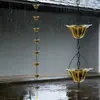 Cadena de Lluvia Decorativa de Metal para Exteriores, Recolector y Desviador de Lluvia, 8.5 Pies de Largo, Verde Óxido para Jardín Exterior