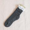Calcetines de encaje para mujer Stacks Color liso de longitud media Calcetines de moda para primavera y otoño Estilo japonés y coreano Rayas verticales