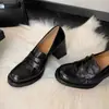 2025 Mocassins Retro de Salto Grosso Couro Macio Slip-On Sapatilhas de 7cm Saltos Altos Mary Jane para o Dia a Dia Sapatos Pequenos de Couro para Mulheres