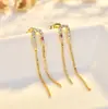Pendientes Largos Dorados con Borlas de Pedrería en Forma de U Estilo Coreano Brazaletes para Oreja Exquisitos Versátiles Accesorios de Joyería para Oreja Fuente Mayorista de Joyería
