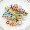 Acessórios de Joias DIY Bola de Flor de Strass 8/10/12mm Contas Espaçadoras de Strass Furo Grande Incrustadas com Diamantes Anel Soldado com Broca Bola de Diamante