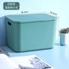 Caja de almacenamiento de escritorio con tapa, cesta de plástico para guardar refrigerios, juguetes, comestibles, cosméticos, a prueba de polvo.