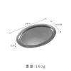 Prato Oval de Aço Inoxidável Vintage Formato de Ovo Bandeja de Café com Aspecto Envelhecido Prato de Peixe para Restaurante Placa Plana para Churrasco Prato Raso