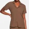 Lujo Original Accesible ~ Color Chocolate Tarjeta Dai Shan Jin Mismo Estilo que la Hermana Conjunto de Pijama para Mujer Verano Manga Corta Pantalones Cortos Ropa de Casa Delgada