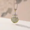 Yiluyin Prata Esterlina S925 Bicolor Jade Água Clara Moeda de Cobre Saco da Sorte Pingente Vintage Personalizado Elegante