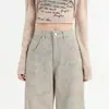 Jeans de Pierna Ancha de Cintura Alta Bordados de Dibujos Animados Estilo Retro Americano, Pantalones Rectos Sueltos y Adelgazantes para Mujer, Nuevo Estilo Primavera 2026
