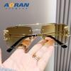 Nuevas Gafas de Sol de Moda Europeas y Americanas con Cabeza de Leopardo, Tendencia, para Mujer, Metal, Doble Puente, Borde Cortado, Montura Cuadrada Sin Marco, para Hombre