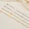 Pulseira com Cruz e Imagem da Virgem Maria em Contas Corrente Ajustável de Aço Inoxidável Pulseira da Moda Para Mulheres