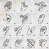Anillo Abierto con Forma de Serpiente de Ojos Verdes Transfronterizo Europeo y Americano, Exquisito Anillo Abierto Ajustable con Forma de Serpiente Microincrustado de Diamantes de Lujo Ligero
