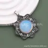 Acessórios de Pingente Flor de Cristal Natural Estilo Étnico Retrô Liga Metálica Pedra Natural Pingente de Cristal Acessórios para Joias DIY