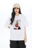 Camiseta de Manga Corta de Algodón Puro para Mujer Hombro Derecho Verano 2025 Nuevo Douyin Kuaishou Transmisión en Vivo Holgada Ropa de Pareja Camiseta de Manga Media