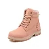 Botas Martin con Forro de Polar Jinbukang para Otoño e Invierno para Estudiantes Mujeres, Botines Casuales de Caña Alta Versátiles Estilo Británico, Zapatos de Algodón Calientes para Hombres, Ropa de Trabajo
