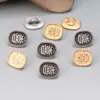 Prata de lei S925 banhada a ouro botão redondo em forma de XI acessórios vintage tinta preta desgastada material para DIY feito à mão com contas
