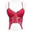 Camisola de encaje con ballenas para mujer con sujetador incorporado, prenda exterior, estilo sexy y seductor, deseo puro, top que realza el busto y ciñe la cintura 3053