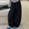 Conjunto de Moletom com Capuz Listrado para Meninas, Primavera e Outono, com Calça Larga Solta, Peça Dupla Casual Estilo Coreano para Crianças Mais Velhas