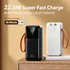 Power bank de alta capacidade para uso transfronteiriço com 50.000mAh e cabo embutido para carregamento rápido