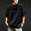 Nova Camiseta Masculina de Verão 2026, Corte Solto, Manga Curta, Marca da Moda, Gola Redonda, Estampa de Letras, Top Casual Versátil de Meia Manga